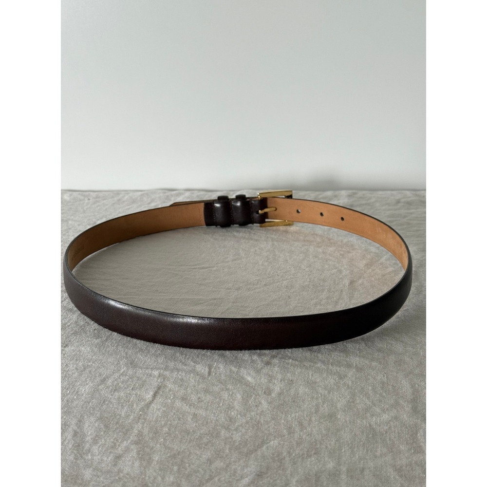 Nordstrom Belt Large Brown Italian Calfskin Leather Classic Gold Buckle - Picture 4 of 9
